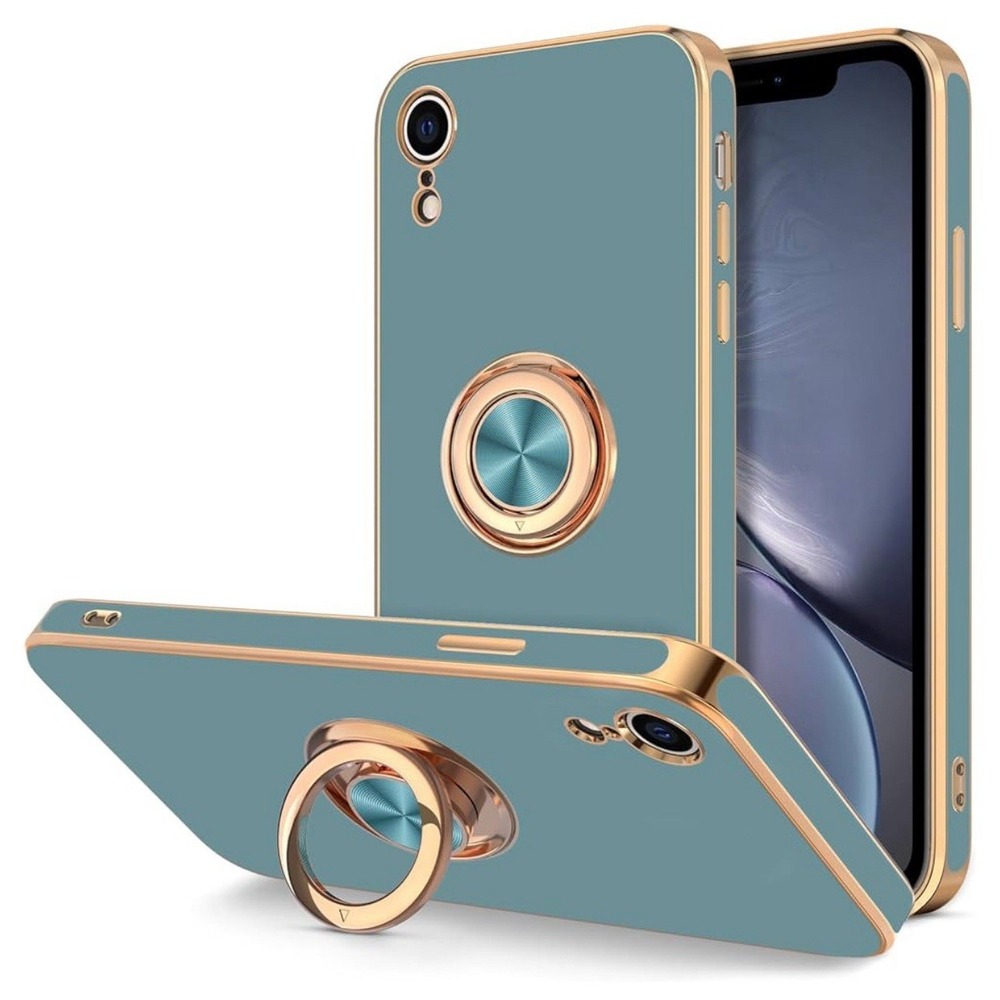 Hython iPhone XR Cell Phone Case w/Ring Holder Blue Gray